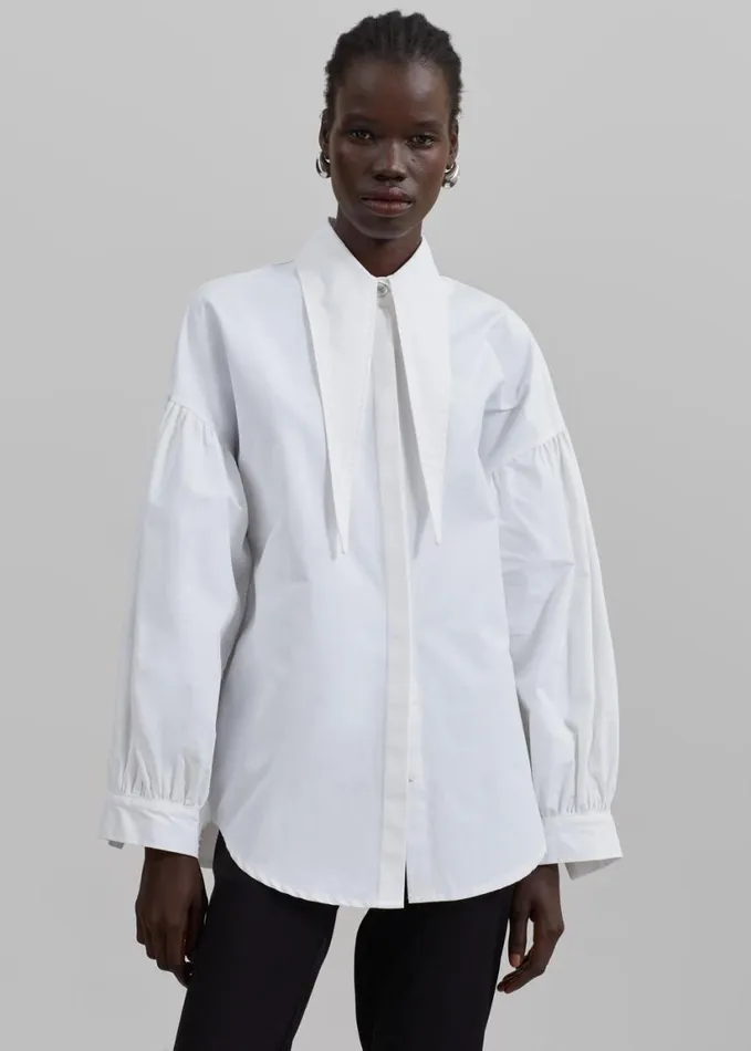 Clothing Women The Frankie Shop Klara Long Collar Shirt 8211 White