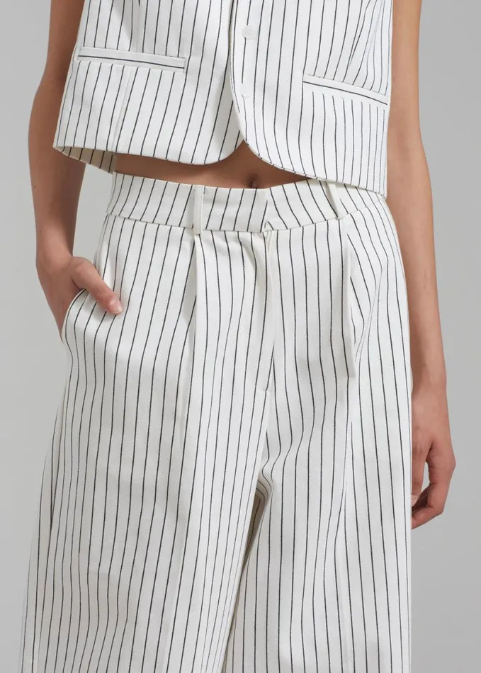 Clothing Women The Frankie Shop Landry Wide Leg Trousers 8211 WhiteBlack Stripe
