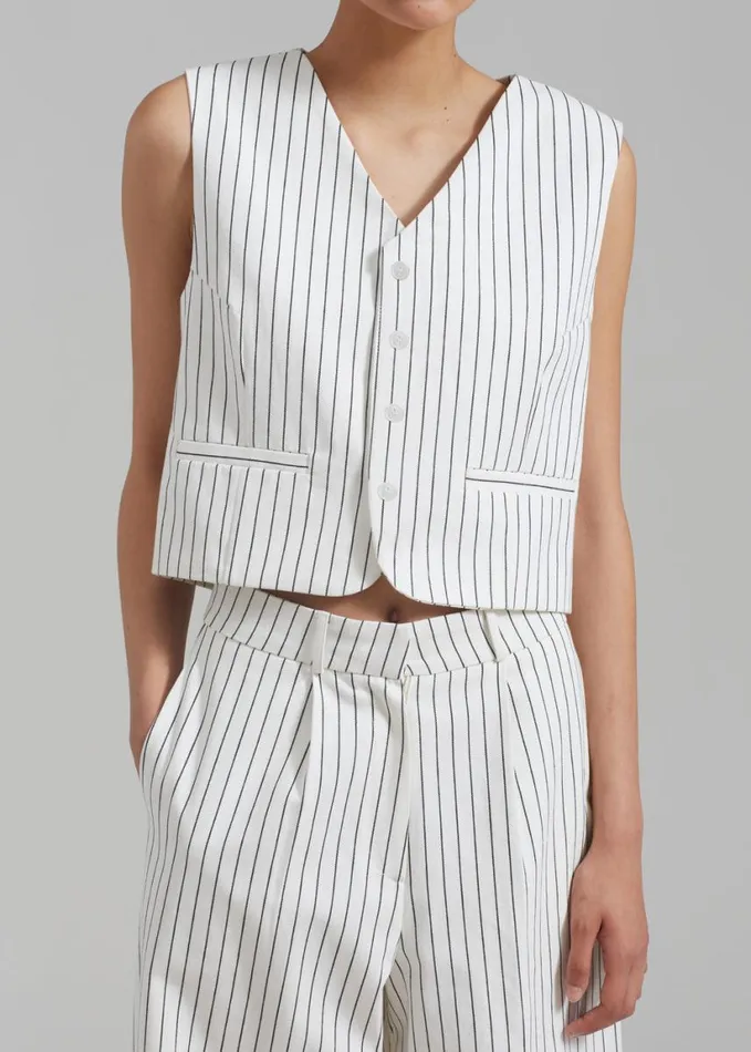 Clothing Women The Frankie Shop Landry Wide Leg Trousers 8211 WhiteBlack Stripe
