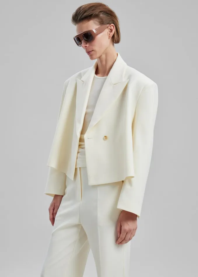 Clothing Women The Frankie Shop Layne Cropped Blazer 8211 Off White
