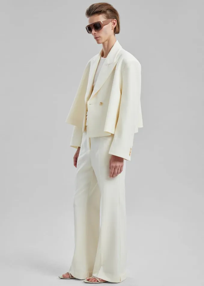 Clothing Women The Frankie Shop Layne Cropped Blazer 8211 Off White