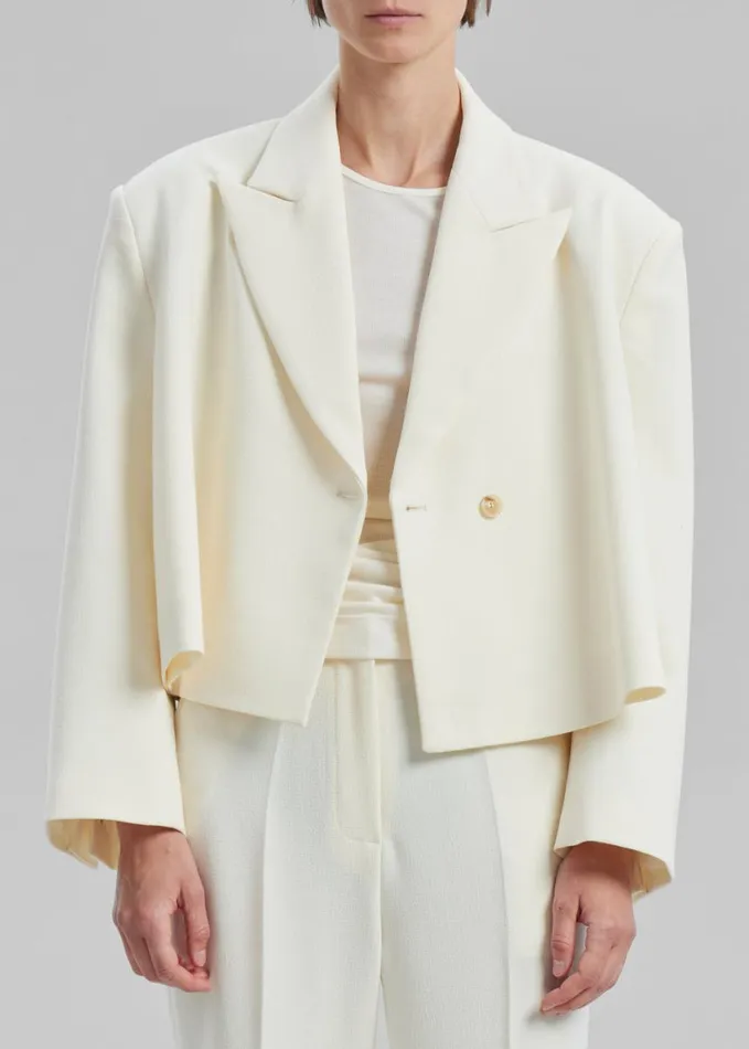 Clothing Women The Frankie Shop Layne Cropped Blazer 8211 Off White