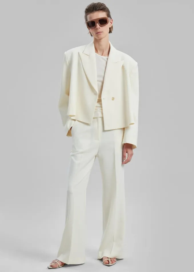 Clothing Women The Frankie Shop Layne Cropped Blazer 8211 Off White