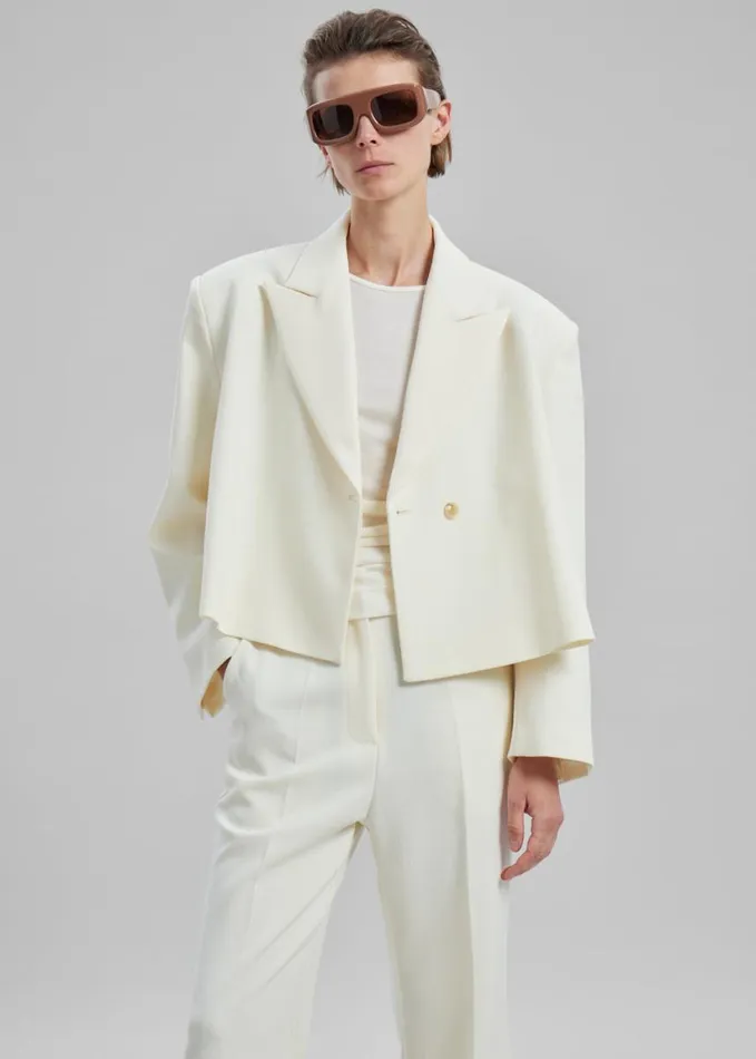 Clothing Women The Frankie Shop Layne Cropped Blazer 8211 Off White