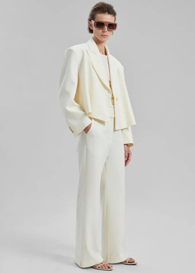Clothing Women The Frankie Shop Layne Cropped Blazer 8211 Off White
