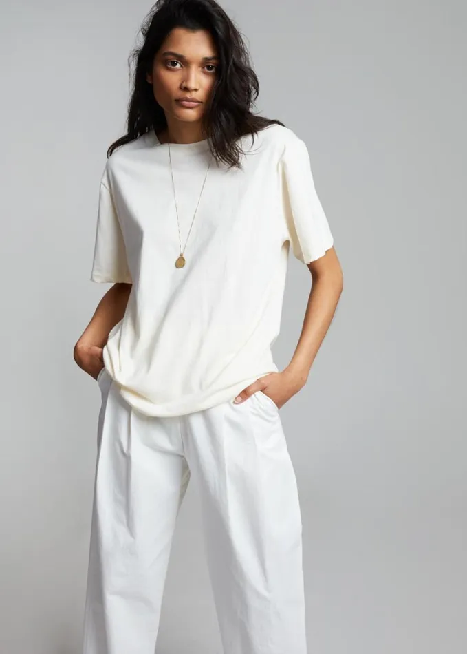 Clothing Women The Frankie Shop Lilou Simple Tee 8211 Beige