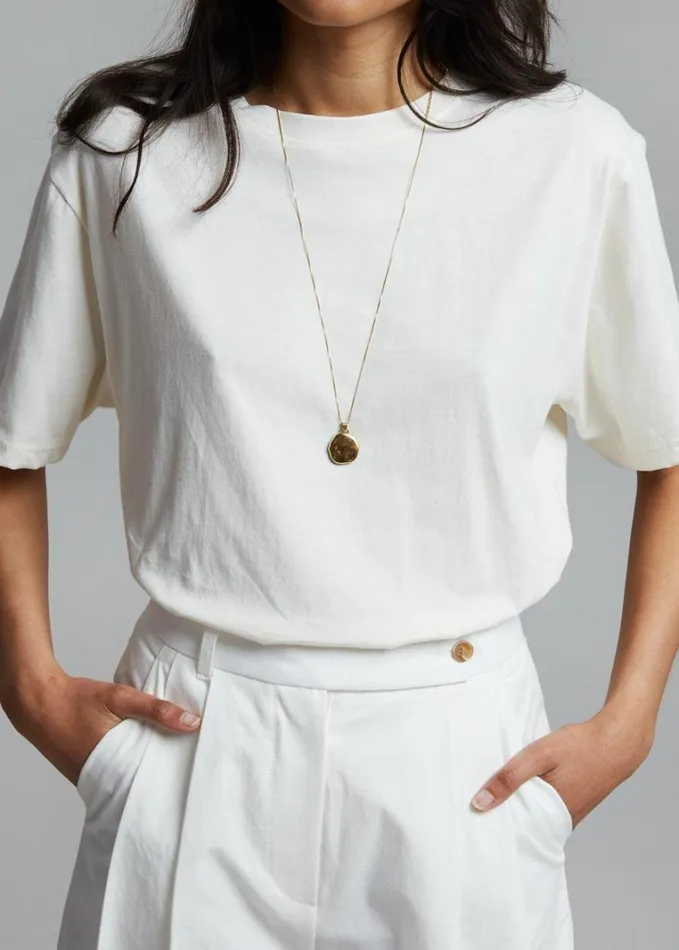 Clothing Women The Frankie Shop Lilou Simple Tee 8211 Beige