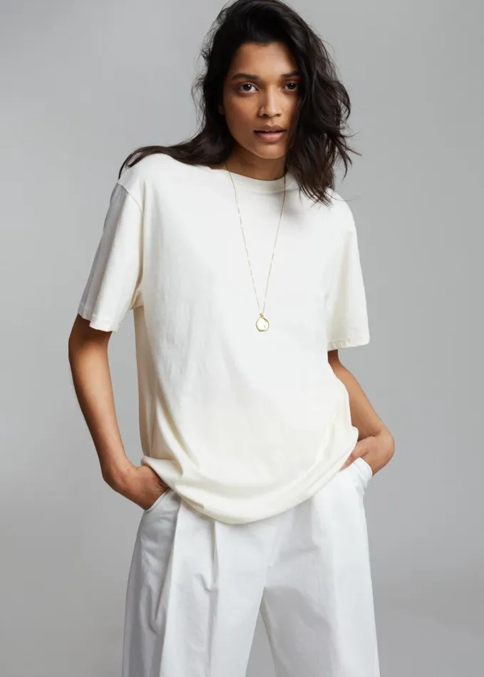 Clothing Women The Frankie Shop Lilou Simple Tee 8211 Beige