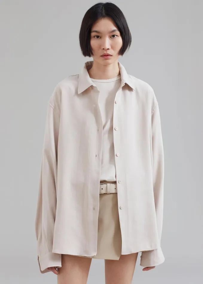 Clothing Women The Frankie Shop Lotta Fluid Shirt 8211 Beige
