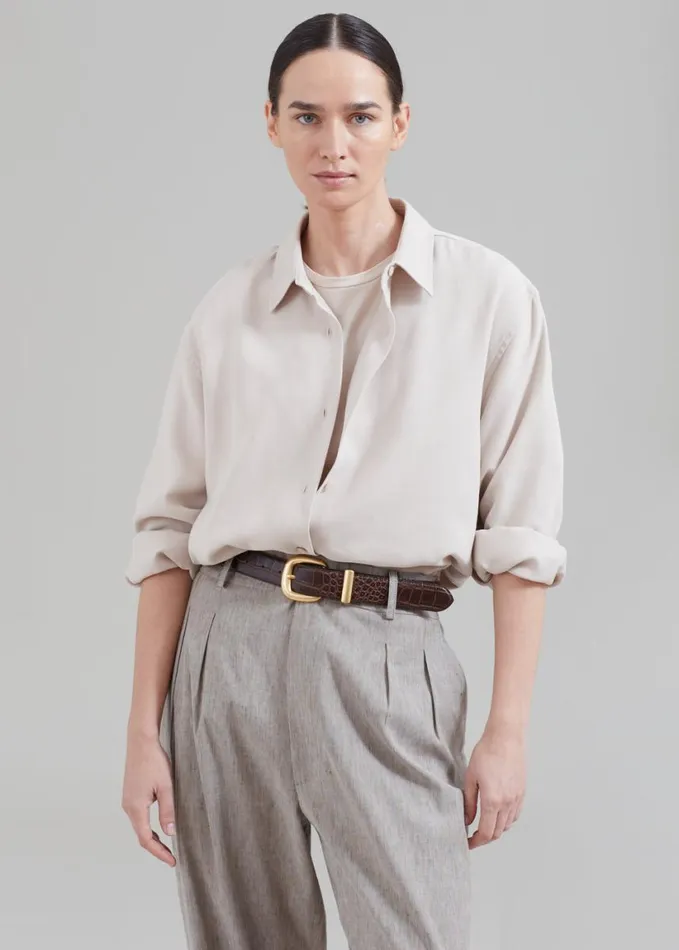 Clothing Women The Frankie Shop Lotta Fluid Shirt 8211 Beige