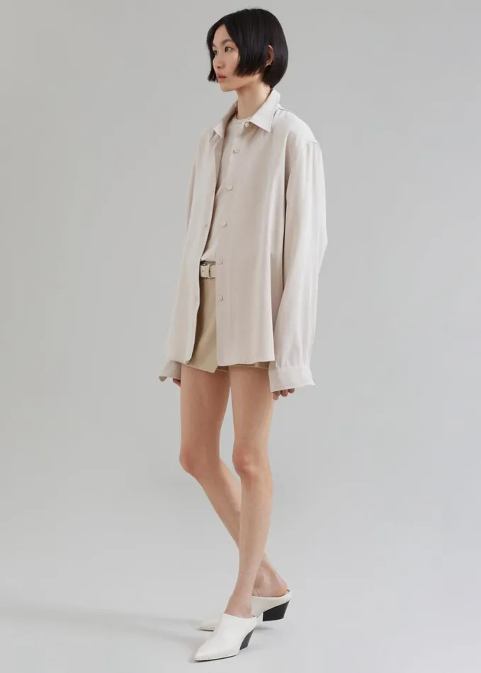 Clothing Women The Frankie Shop Lotta Fluid Shirt 8211 Beige