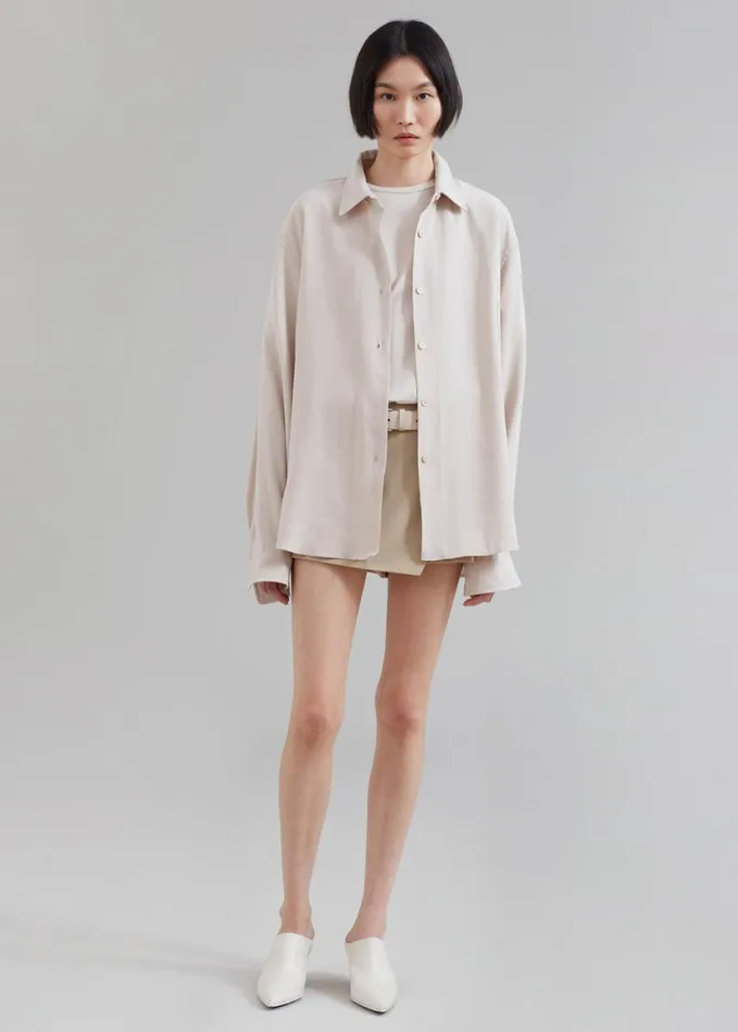 Clothing Women The Frankie Shop Lotta Fluid Shirt 8211 Beige