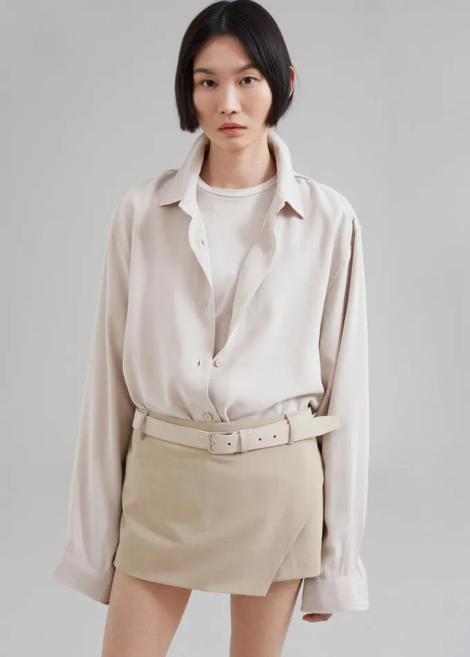 Clothing Women The Frankie Shop Lotta Fluid Shirt 8211 Beige