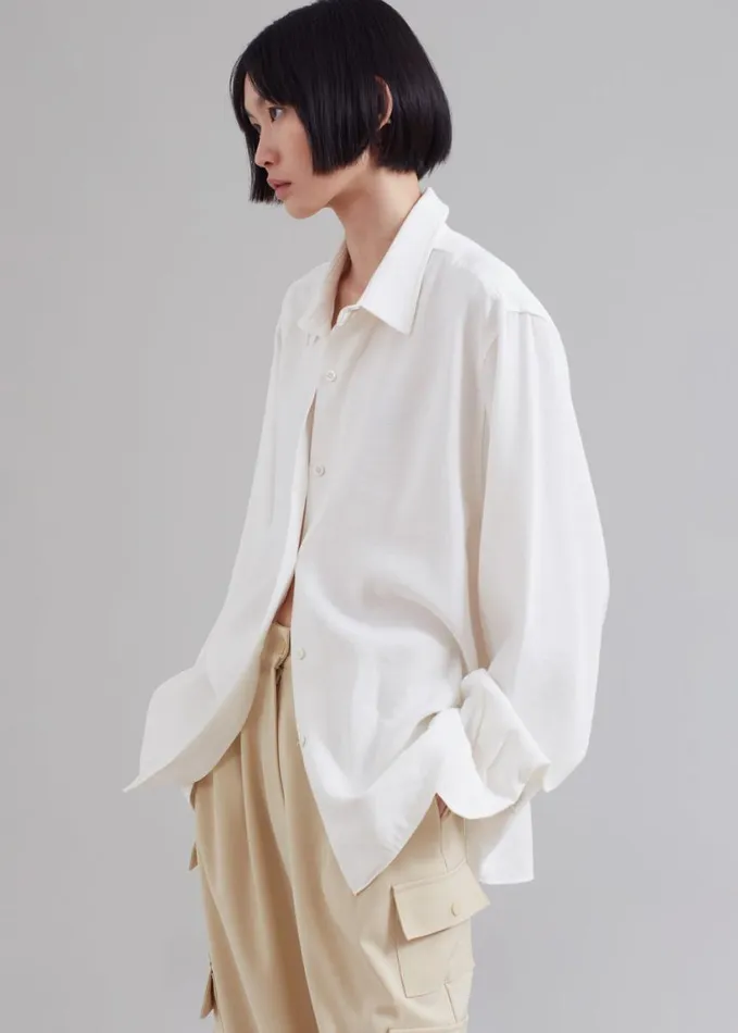 Clothing Women The Frankie Shop Lotta Fluid Shirt 8211 Off White