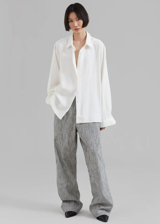 Clothing Women The Frankie Shop Lotta Fluid Shirt 8211 Off White