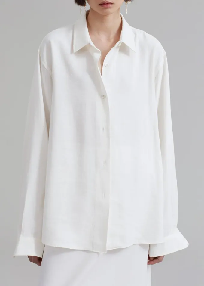 Clothing Women The Frankie Shop Lotta Fluid Shirt 8211 Off White