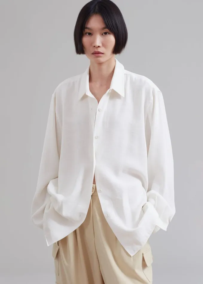Clothing Women The Frankie Shop Lotta Fluid Shirt 8211 Off White
