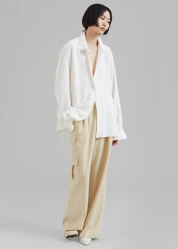 Clothing Women The Frankie Shop Lotta Fluid Shirt 8211 Off White