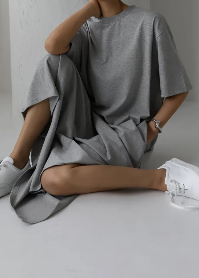 Clothing Women The Frankie Shop Lou Oversized Tee Dress 8211 Heather Grey