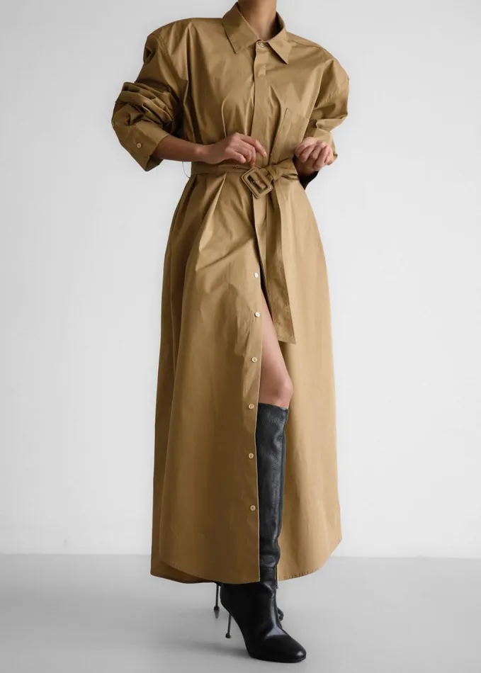 Clothing Women The Frankie Shop Louisa Trench Dress 8211 Camel