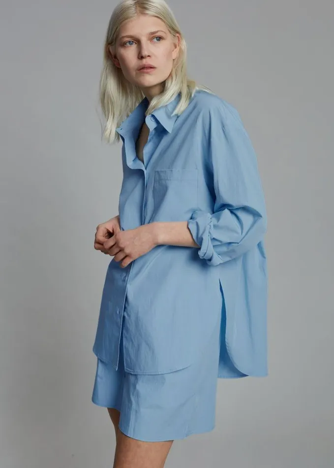 Clothing Women The Frankie Shop Lui Organic Cotton Shirt 8211 Blue