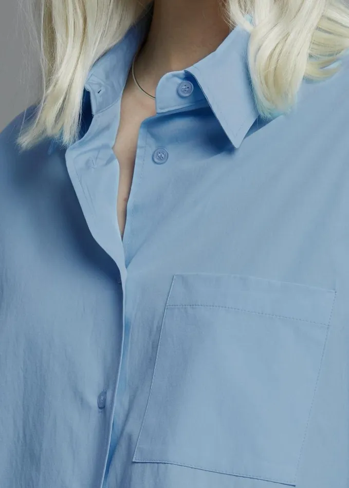 Clothing Women The Frankie Shop Lui Organic Cotton Shirt 8211 Blue