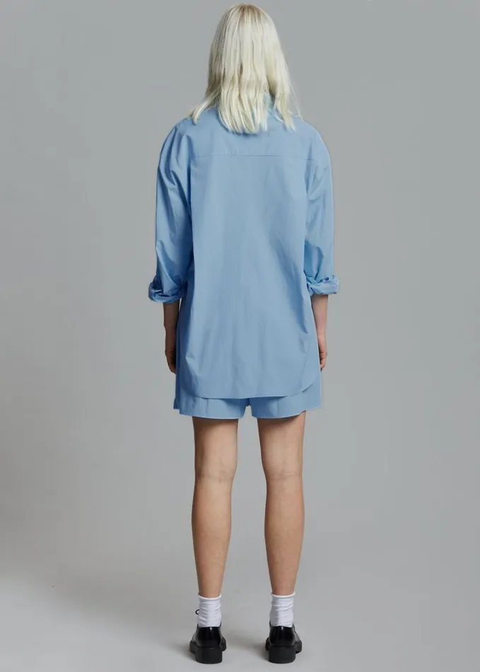 Clothing Women The Frankie Shop Lui Organic Cotton Shirt 8211 Blue