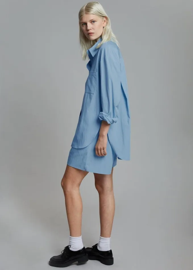 Clothing Women The Frankie Shop Lui Organic Cotton Shirt 8211 Blue