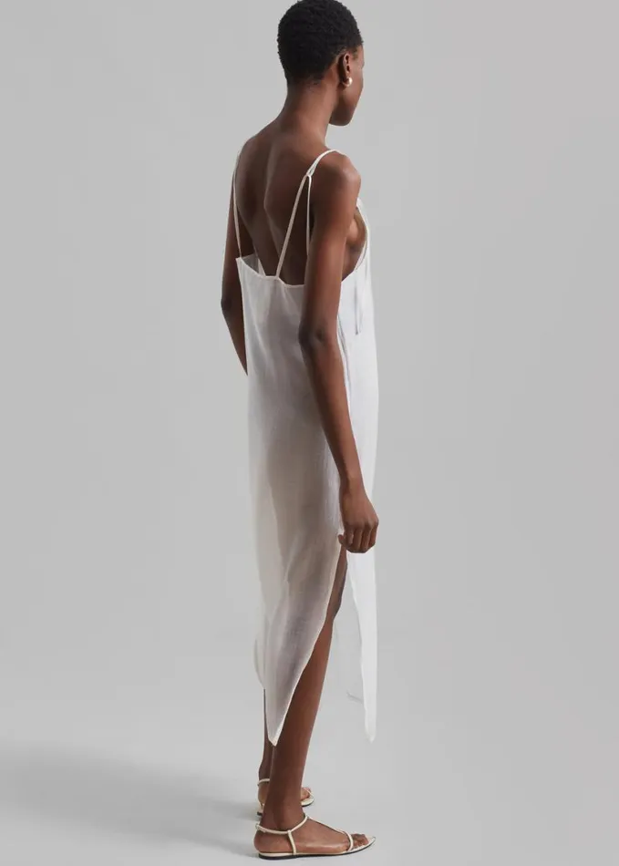 Clothing Women The Frankie Shop Madeline Sheer Midi Dress 8211 Off White