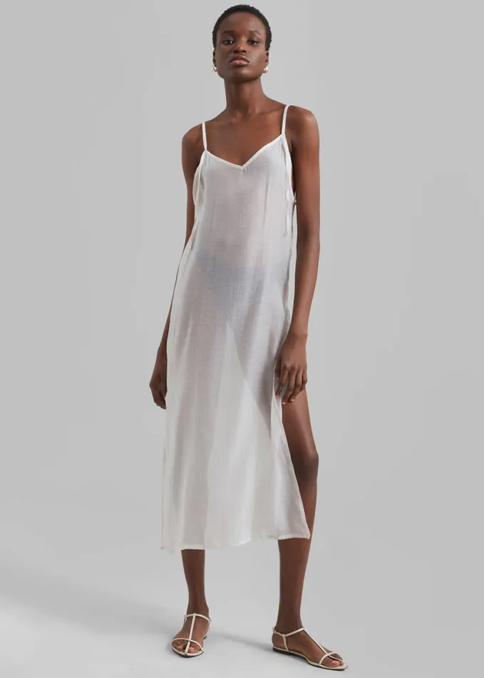 Clothing Women The Frankie Shop Madeline Sheer Midi Dress 8211 Off White
