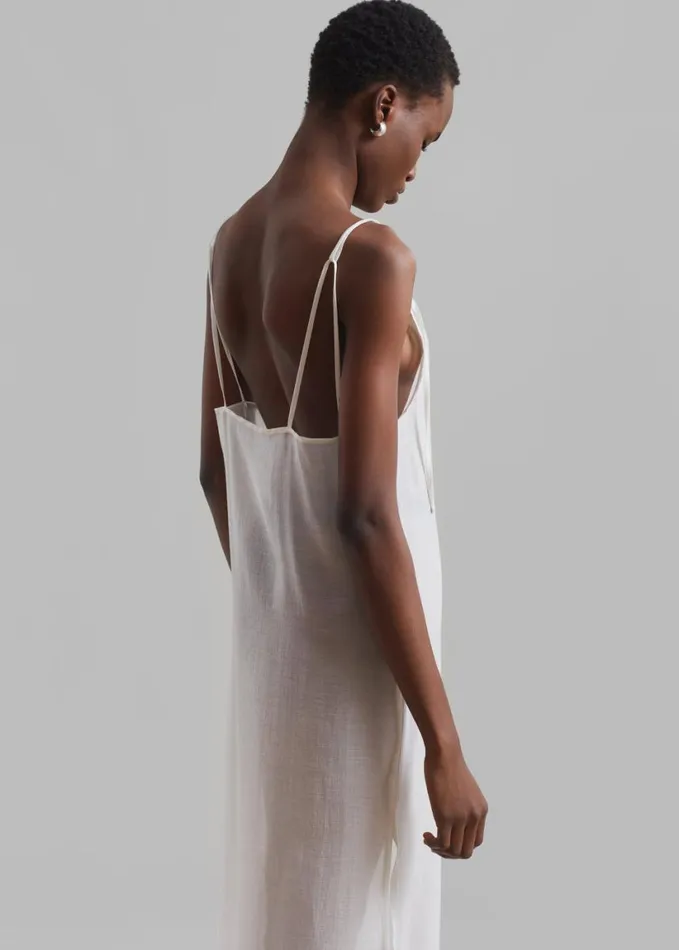 Clothing Women The Frankie Shop Madeline Sheer Midi Dress 8211 Off White