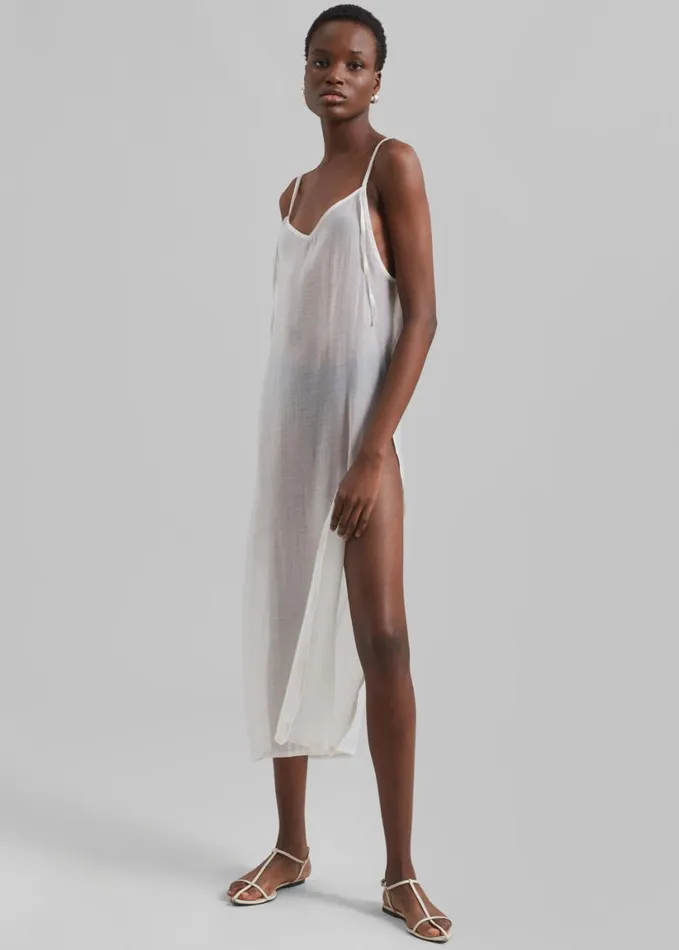 Clothing Women The Frankie Shop Madeline Sheer Midi Dress 8211 Off White