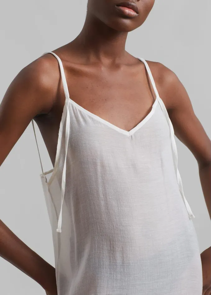 Clothing Women The Frankie Shop Madeline Sheer Midi Dress 8211 Off White