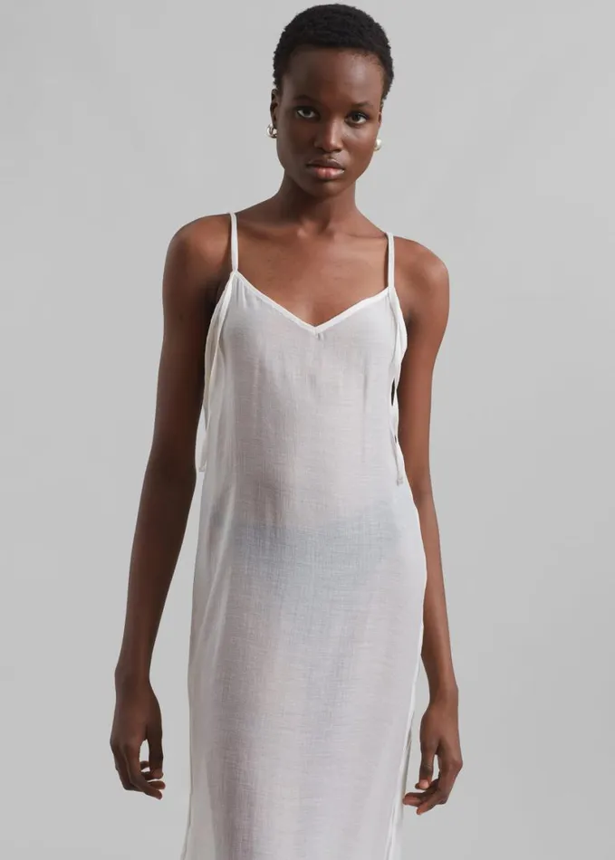 Clothing Women The Frankie Shop Madeline Sheer Midi Dress 8211 Off White
