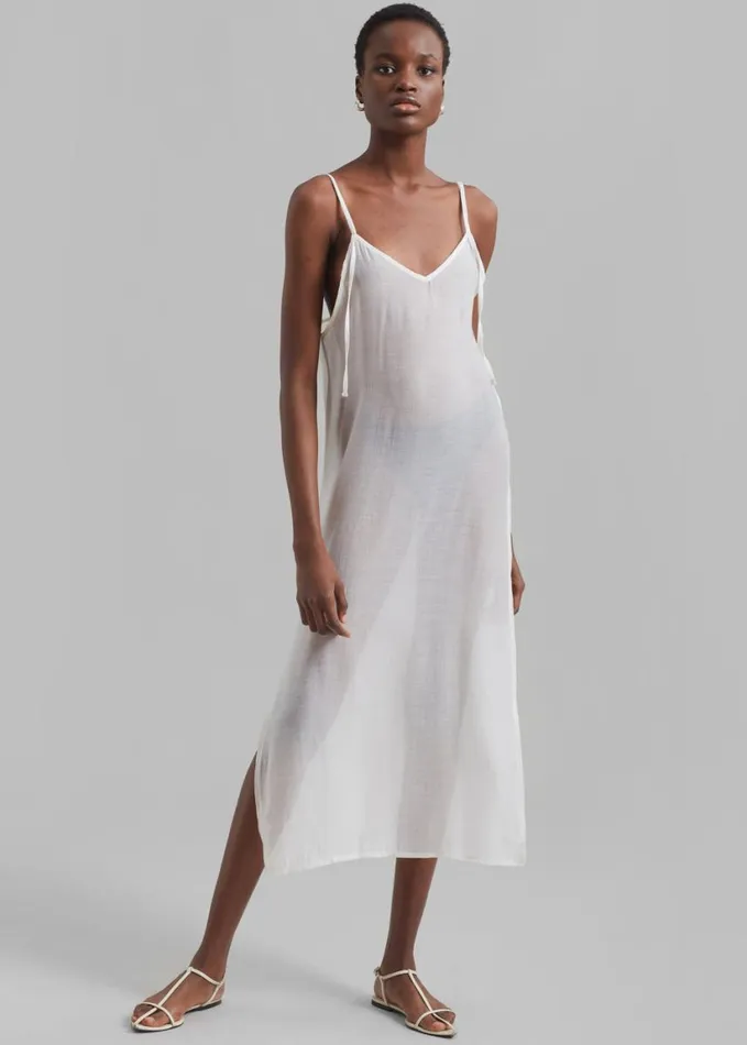 Clothing Women The Frankie Shop Madeline Sheer Midi Dress 8211 Off White