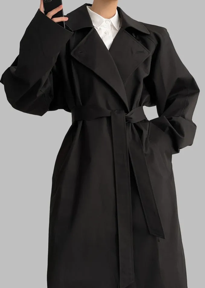 Clothing Women The Frankie Shop Marisol Box Shoulder Trench 8211 Black