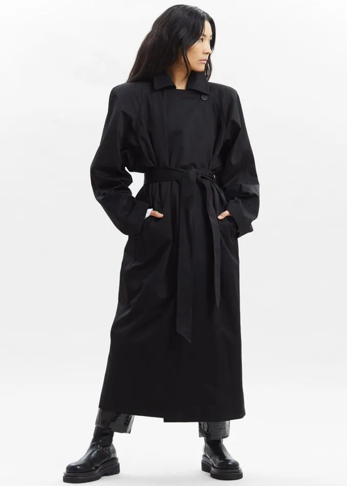 Clothing Women The Frankie Shop Marisol Box Shoulder Trench 8211 Black