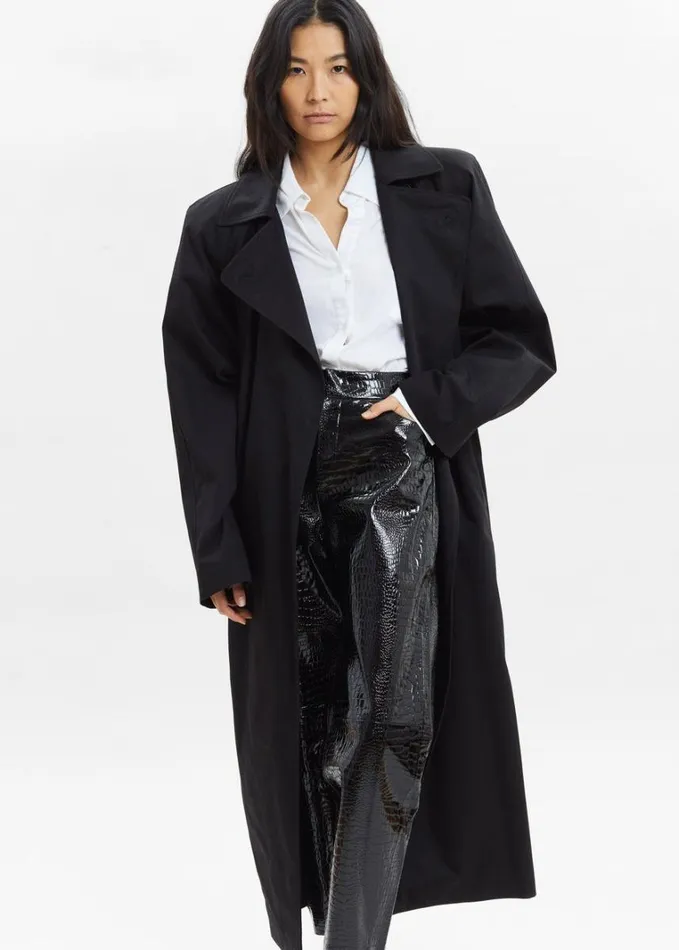 Clothing Women The Frankie Shop Marisol Box Shoulder Trench 8211 Black
