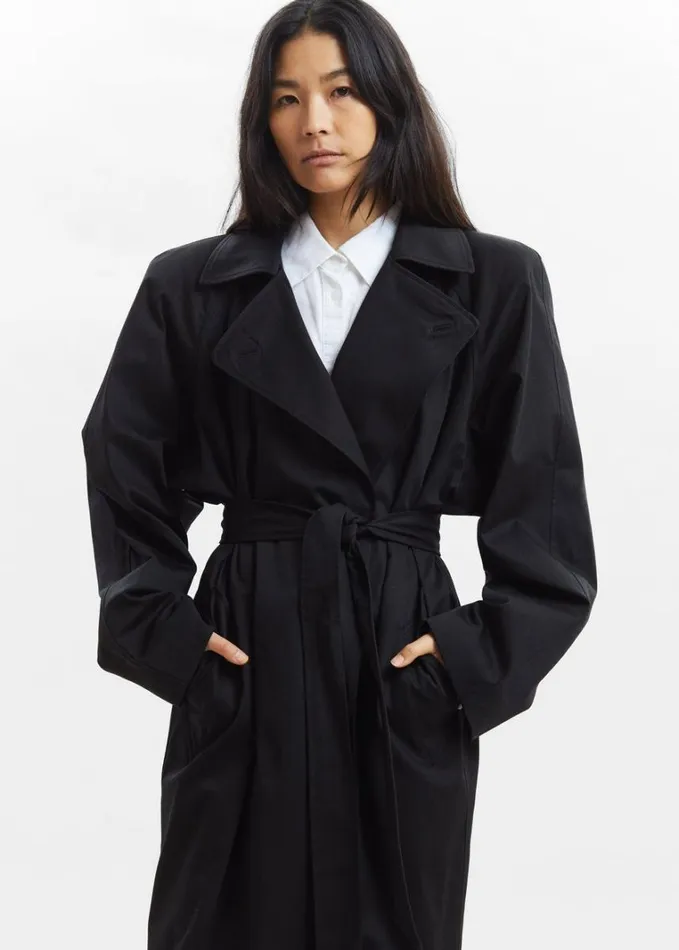 Clothing Women The Frankie Shop Marisol Box Shoulder Trench 8211 Black