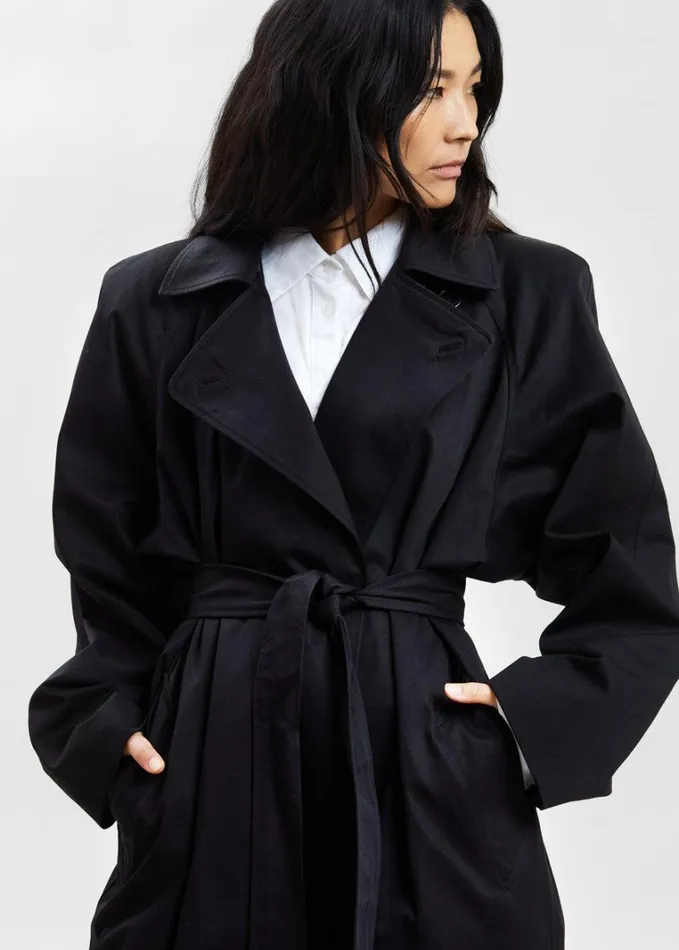 Clothing Women The Frankie Shop Marisol Box Shoulder Trench 8211 Black