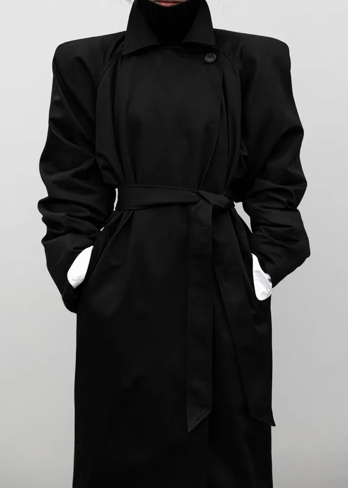 Clothing Women The Frankie Shop Marisol Box Shoulder Trench 8211 Black
