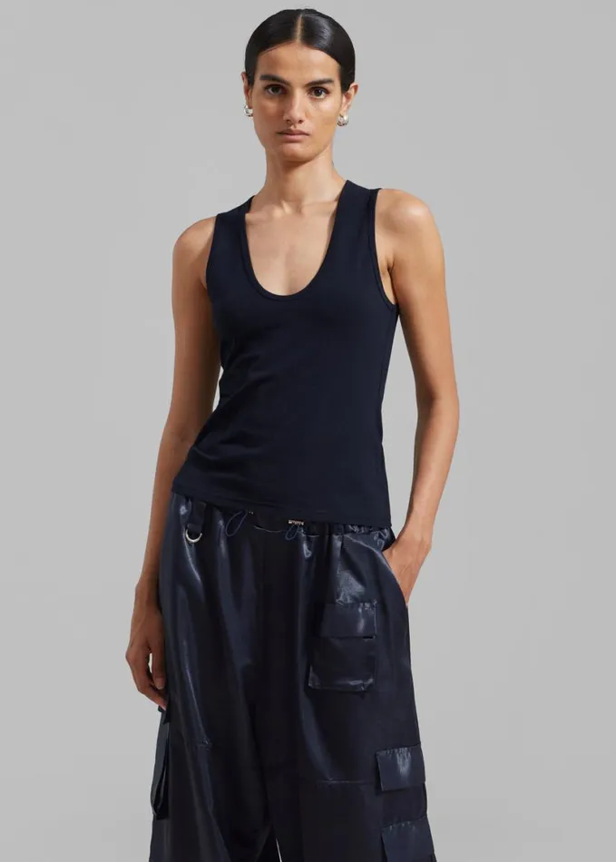 Clothing Women The Frankie Shop Matteau Deep U Tank 8211 Navy
