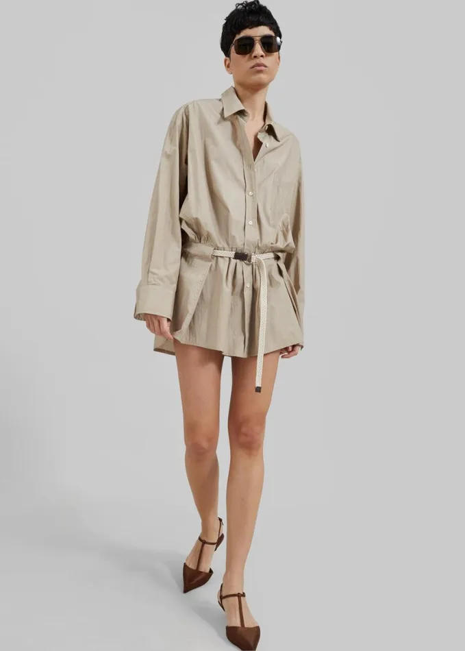 Clothing Women The Frankie Shop Matty Belted Dress 8211 Beige