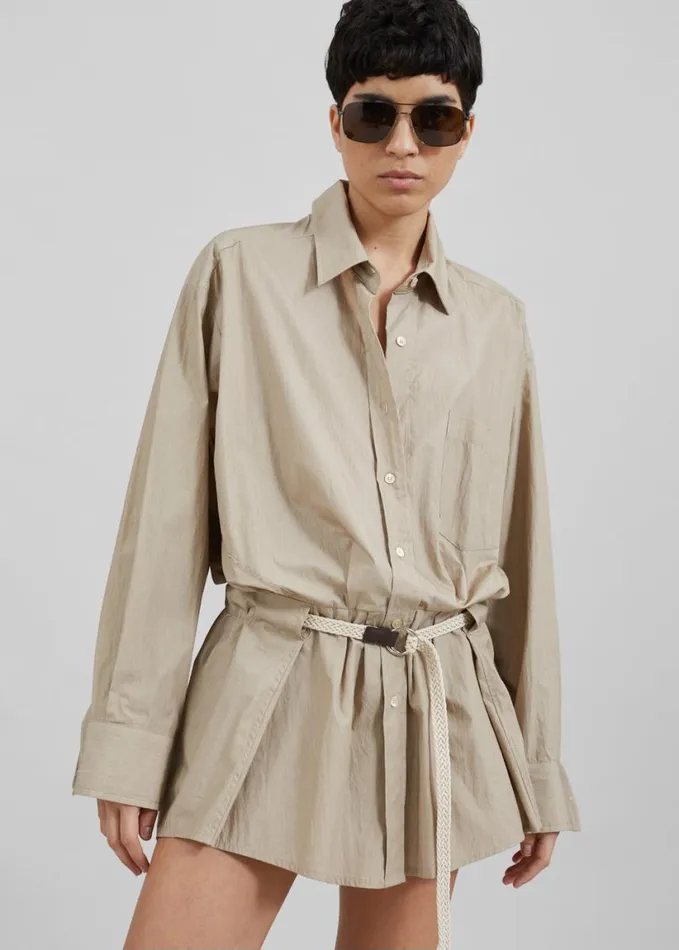 Clothing Women The Frankie Shop Matty Belted Dress 8211 Beige