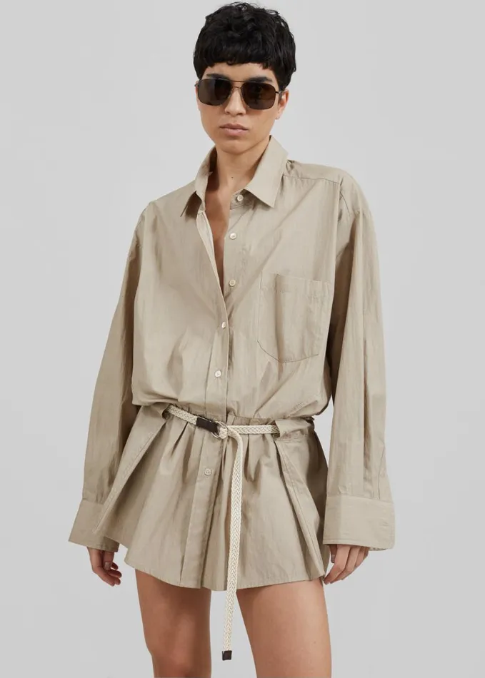 Clothing Women The Frankie Shop Matty Belted Dress 8211 Beige