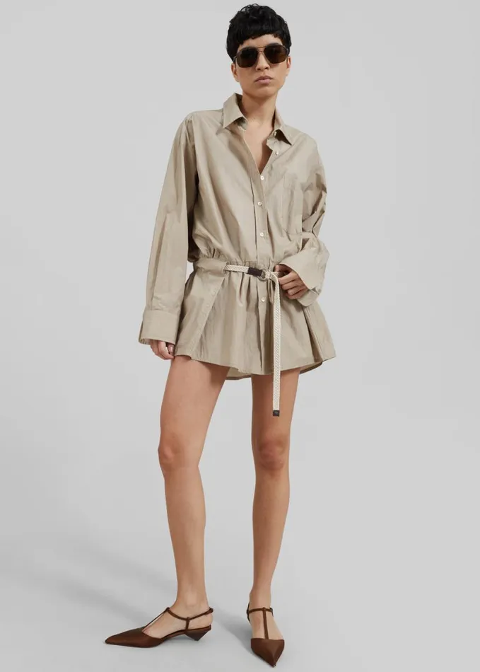Clothing Women The Frankie Shop Matty Belted Dress 8211 Beige