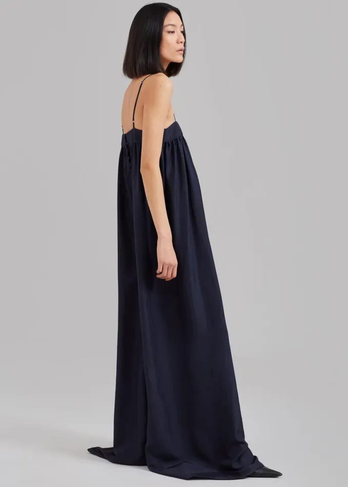 Clothing Women The Frankie Shop Maude Gathered Silk Jumpsuit 8211 Navy