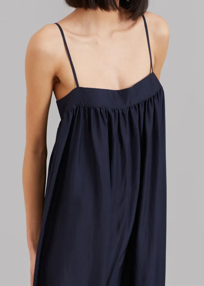 Clothing Women The Frankie Shop Maude Gathered Silk Jumpsuit 8211 Navy