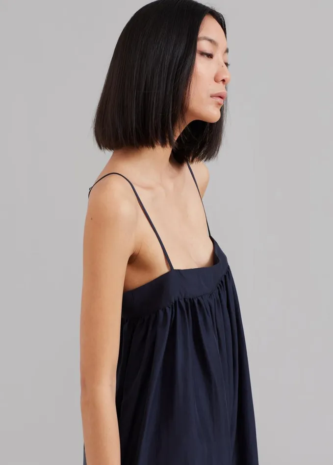 Clothing Women The Frankie Shop Maude Gathered Silk Jumpsuit 8211 Navy