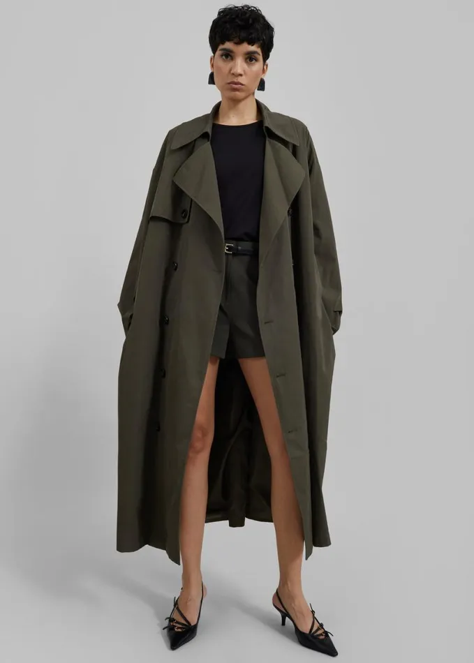 Clothing Women The Frankie Shop Mavis Oversized Trench 8211 Khaki